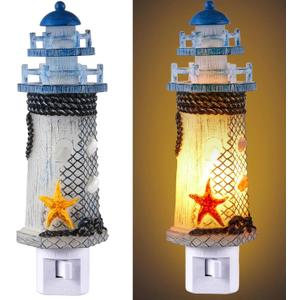 Tuanse Lighthouse Night Lights Plug in Nautical Themed Lamp Coastal Christmas Decor for Seaside Ocean Beach House Room Hallway Stairway
