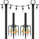 Aulimhti 10Ft Metal Poles with Fork for Outdoor String Lights,2 Pack Light Stand for Outside Garden,Patio,Wedding,Backyard,Deck,Party