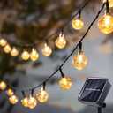Solar String Lights, Small Crystal Ball ，Outdoor String Light 60 LED 40ft 8 Lighting Modes Waterproof Solar Powered Patio Solar Light for Garden Yard Porch Wedding Party Decor (Warm White)