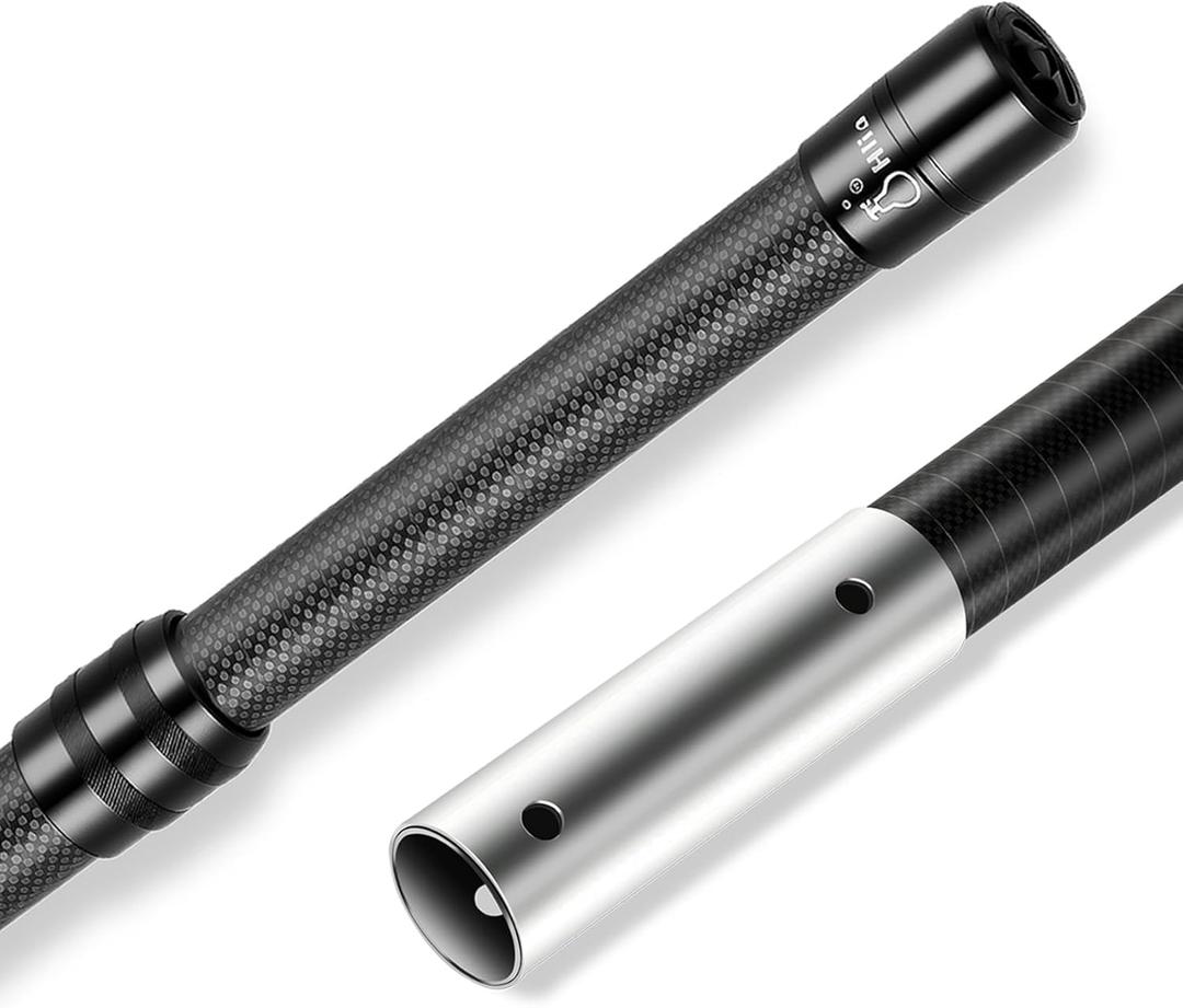 Pool Pole Carbon Fiber, Premium12FT Pool Pole Telescopic 3.7 to 12 FT, Adjustable 4 Piece Extendable Pool Cleaning Pole, Professional Pool Pole fit for Brushes, Vacuum, Nets, Skimmers