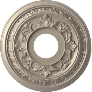 Ekena Millwork CMP13BACSV Baltimore Thermoformed PVC Ceiling Medallion (Fits Canopies up to 5 1/4"), 13"OD x 3 1/2"ID x 3/4"P, Metallic Silver Metallic