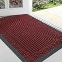 Finchitty Front Door Mat Outdoor Entrance, Heavy Duty Sturdy Rubber Doormat, Stain and Fade Resistant, Easy to Clean, Low Profile Indoor Outdoor Mat for Entryway and Patio, 36x24, Burgundy