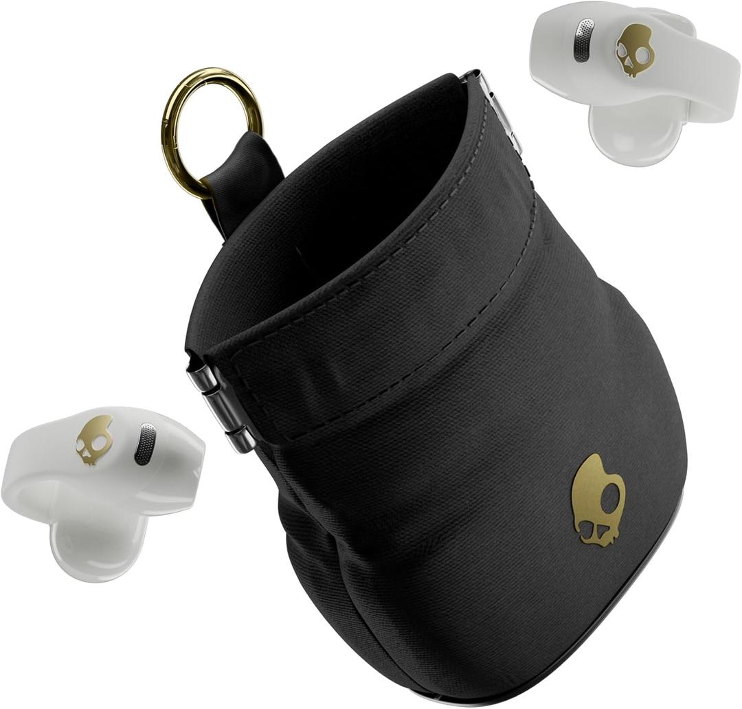 Skullcandy Push 720 Open Wireless Open Ear Bluetooth Earbuds, Headphones, Waterproof, Clip-On Lightweight Design, 30 Hours Battery, Wireless Charging Pouch, Microphone for iPhone Android - Bone