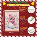 LZYRF Trendy Pink Christmas Santa Snowman Wall Art Poster Framed, Coquette Christmas Decor, Girly Pink Striped Winter Xmas Canvas Prints Wall Decor for Girls Room Dorm Apartment, 12x16 Inch Set of 2