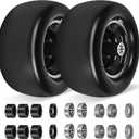 2 Pack 11x6.00-5" Flat Free Tire,Solid Rubber Lawn Mower Tires Kit with 3/4" 5/8" Bushings and 6"- 8" Centered Hub,11x6-5 Tire and Wheel Assemblies for Zero Turn Mower