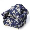 Dollhouse Couch with Pillow 1 12 Scale Miniature Sofa Arm Chair Living Room Furniture Wooden Fabric Frame Single Reading Chair Artificial House Room Scene Decoration (Blue)