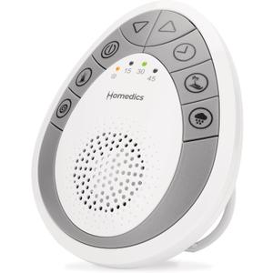 Homedics White Noise Sound Machine, Small Travel Sound Machine with 4 Relaxing Nature Sounds, Portable Sound Therapy for Home, Office, Nursery, Auto-Off Timer, by Homedics