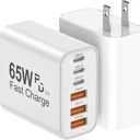USB C Charging Blocks, 65W USBC Wall Fast Charger Block, Type C iPhone USB C Charger Fast Charging Brick, 6-Port Multiport Charger Plug Power Adapter for iPhone 17/16/15/14/Pro Max, GalaxyS25 26,iPad (White)