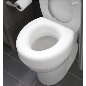 HealthSmart Enhanced Comfort 5" Raised (Round) Toilet Seat Risers for Seniors 5 Slip Resistant Pads FSA/HSA Eligible Padded Toilet Seat Elevation 15.7 x 15.2 x 6.1