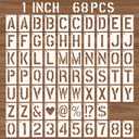 1 Inch Letter and Number Stencils, 68 Pcs Reusable Plastic Alphabet Spray Paint Stencils for Painting on Wood, Wall, Fabric, Rock, Signage, Door Porch, DIY Art Projects