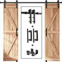 EaseLife 8 FT Double Sliding Barn Door Track and Handle Hardware Kit,Straight Pulley,Slide Smoothly Quietly,Easy Install (8FT Track Kit for 20"~24" Wide Double Door)