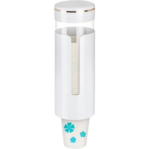 Cup Dispenser, Pull Type Water Cooler Cup Holder Fit 4oz7oz Disposable Cups, Upgraded Wall Mounted Mouthwash Cup Dispenser for Bathroom Office Gym School (White)