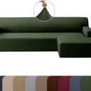 COVER QUEEN Sectional Couch Cover for L-Shaped Chaise Sofa, 1-Piece Washable Furniture Protector, Super Stretch Fabric, Pet Friendly for Dogs and Cats, Gallant, Green, Right-Facing Chaise