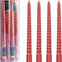 Twist Candlesticks Red Taper Candle,10inches Spiral Candles Long Tapered Candles Dripless Twisted Candlestick for Dinner Dining Table Wedding Festive Party,SM101-RED