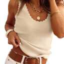 Tankaneo Womens V Neck Tank Tops 2025 Sleeveless Ribbed Knit Shirts Summer Casual Sexy Sweater Vest (Large, Apricot)