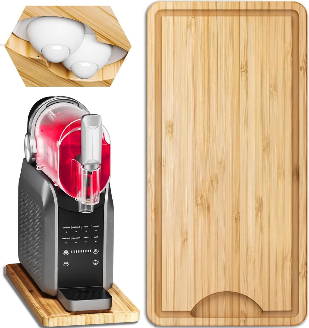 Sliding Pad for Ninja Slushie FS300/ FS301, Countertop Protector Mat, Wood Slushie Machine Accessory with 360Wheels, Smooth & Quickly Slide the Frozen Drink Machine on Table 17.52"8.66"