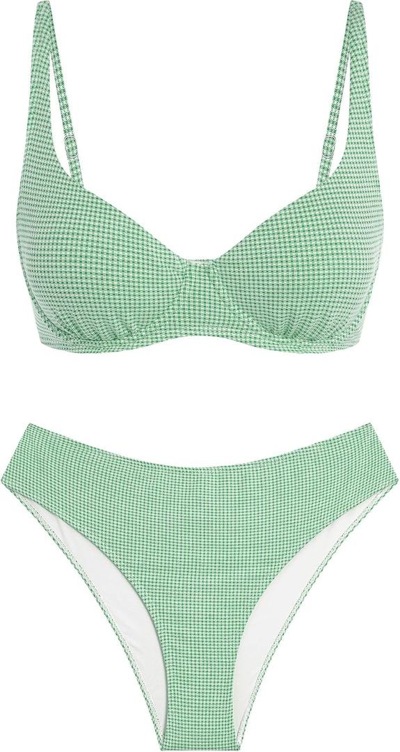 ZAFUL Womens Gingham Bikini Sets High Waisted Underwire Swimsuits Full Coverage Two Piece Swimwear Plaid Bathing Suits