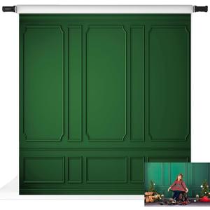 Kate Classic Green Christmas Wall Photo Backdrop Elegant Interior Solid Color Photography Background Professional Studio Props, 10x10ft