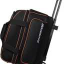 2 Ball Bowling Bag with Wheel,900D Oxford Waterproof PU,Dual Roller Bowling Bag with Sturdy Frame,Large Shoe Compartment Fits Up to Mens 16,Rolling Bowling Tote, Handle Extends to 39.5" (Black)