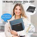 Daily Planner 2026-2027, 18-Month Weekly and Monthly Calendar Planner, January 2026 - June 2027, Planning Agenda Book with Laminated Tabs, Flexible Cover, 100GSM Thick Paper, A5 Size,Black