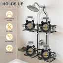 Shower Caddy Hanging Organizer, Rustproof Over Shower Head Caddy Holder with Hooks for Razor/Sponge, No Drilling Bathroom Racks Bath Storage Shelves for Shampoo Soap Towels, Black