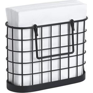 HOMECLASS6 Black Napkin Holder - Vintage Napkin Holders for Kitchen Farmhouse Decor. Upright Paper Napkin Holder for Tables, Bar, or Restaurant. Matte Black.