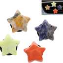 ORIESSE Boho Car Decor,4pcs Stars Car Air Freshener Vent Clips,Natural Stone Crystals Air Vent Clips,Hippie Decorations Accessories for Women,Best Wishes for Lover Friends