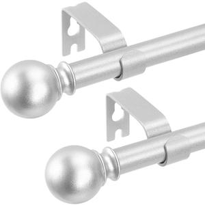 2 Pack Silver Curtain Rods 28 to 48 Inches(2.3-4 Feet),5/8 inch Splicing Drapery Rods,Small Curtain Rods Set,Size: 18''-45'',Silver (18''-45''|2 Pack)