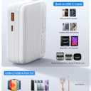 YKZ 10000mAh Portable Charger with Built-in Retractable C Cable, Fast Charging Power Bank with USB-C & USB-A Output, Compact Battery Pack for Travel, Flight Approved