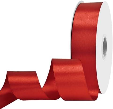 1-1/2 inch Wide 100 Yards Double Face Red Satin Ribbon Red Fabric Ribbon for Gift Wrapping Very Suitable for Weddings Decoration Bouquet Balloons Arts Craft Sewing Hair Bow Invitation