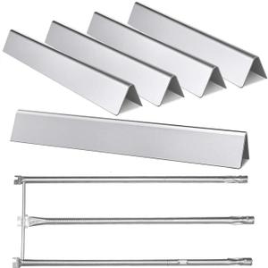 Hongso 34 1/4" SS Burner Tube Set and 24.5" Flavorizer Bars Replacement for Weber Genesis 300 Series E-310 E-320 EP-310 EP-320 S-310 S-320 Gas Grills (with Side Control Panel Only), 67722 7539 7540