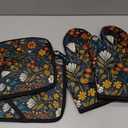 Vintage Flowers Oven Mitts and Heat Resistant Pads - Heat Resistant Gloves Potholder Set of 4 for Cooking, BBQ, Gifts for Women