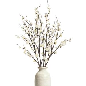 4 Pcs Cherry Blossom Branches 39 Inch White Fake Flowers Spring Decorations for Home Decor, Artificial Flowers Long Stem Branches for Vase Wedding Office Party Table Decor Centerpieces