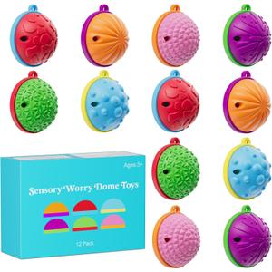 Fidget Toys for Adults Kids,12PCS Sensory Worry Dome Toys for Stress Anxiety Autistic ADHD, Calm Down Travel Airplane Essentials Students Prizes Toys, Stuffers Gifts for Teen Boys Girls