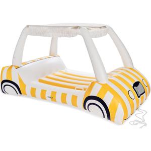 FUNBOY Giant Inflatable Luxury Golf Cart Pool Float, Two Cup Holders, Removable Fringe Shade, Float for Summer Pool Party and Entertainment, 90"