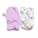 ZIGJOY SharkFin Transition Swaddle 1.0 Tog Baby Sleep Sack Soft Cotton Transitional Swaddle Baby Wearable Blanket with 2Way Zipper for All Seasons, Purple&Space, 6-12 Months