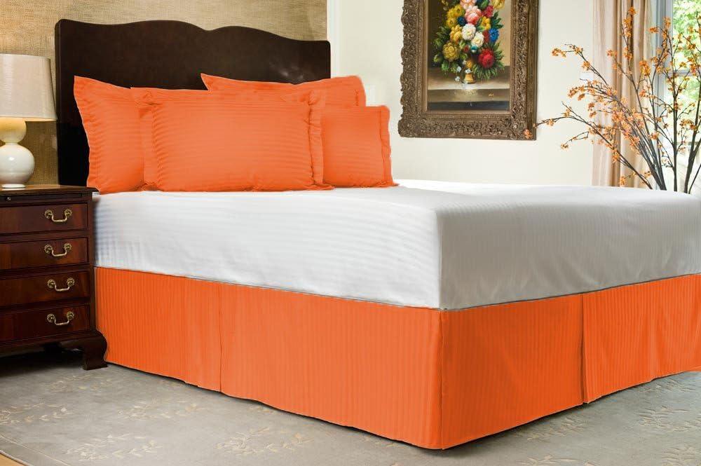 Orange Stripe Bed Skirt Twin XL 1500 Series Microfiber ,39"×80"