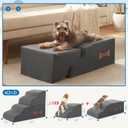 Dog Stairs 4 Steps for Small Dogs and Cats to Get on High Beds, Couch or Car, Pets Can Climb, Sit, Lie Down or Perch to Look Out Windows on The Spliceable Ramp, Provides Support, Grey19" H