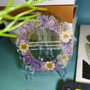 Thank You Gift Resin Floral Keepsake Plate Decor with Pressed Real Flowers (Purple & White) Teacher, Employee & Nurse Appreciation Keepsake