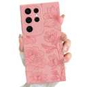 LEOMAKRON for Samsung Galaxy S24 Ultra Case Pink Floral Lotus Pattern