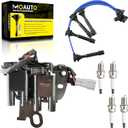 Set of 1 Ignition Coils Pack UF419 & 4 PCS Iridium Spark Plugs with Wire Set Compatible with Hyundai Elantra Tucson Tiburon Kia Sportage Spectra Spectra5 - L4 2.0L