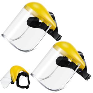 Amylove 2 Pcs Safety Face Shield Mask Full Impact Clear Face Mask with Crown for Grinding Cutting Weed Moving Construction (Yellow,Clear)