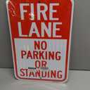 2 Pack- Fire Lane No Parking Or Standing Sign, 18" x 12" Heavy-Duty Aluminum Fire Lane Sign, UV Protected, Reflective, Weather Resistant, Waterproof, Durable Ink, Easy to Mount
