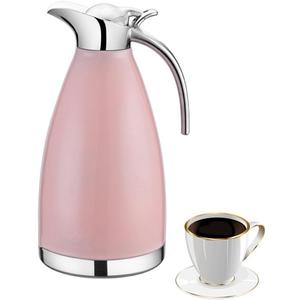 Hao-fan 2 Litre Thermal Flask for Water Coffee Tea Pot, Unbreakable Double-Walled Stainless Steel Vacuum Insulated Jug Hot Cold Carafe (Pink)