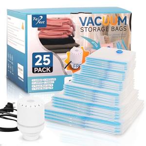 25 Pack Vacuum Storage Bags with Electric Air Pump, Space Saver Bags (3 Jumbo/4 Large/5 Medium/5 Small/4 Roll M/4 Roll S) Compression for Comforters and Blankets, Duvets, Pillows, Travel
