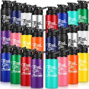 Tanlade 24 Pack Employee Appreciation Gifts 20oz Aluminum Water Bottle Bulk Thank You for Being Awesome Bottle with Snap Lid Thank You Gift for Back to School Teacher Staff Coworker(Multicolor)