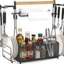 Grill Caddy Barbecue Tool Sets for Outdoor Grill, Picnic BBQ Caddy Picnic Utensil Condiment Organizer, BBQ Accessories Camping Gifts with Paper Towel Holders, Compartments & Hooks