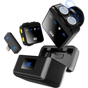 2 x Wireless Lavalier Microphone for iPhone/iPad with Lightning Mini Lapel Mic Wireless, 48KHz/24Bit, 150ft Range, Noise Cancellation, 70H Battery for Video Recording and Streaming