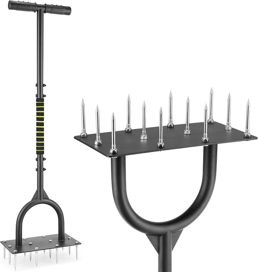 Aerator Lawn Tool for Gardening,42.5 in Manual Lawn Aerators-Easily Assemble Soil Aerator with Longer Spikes & Wider Foot Plate,Yard Aerator for Lawn to Revives Lawn Health