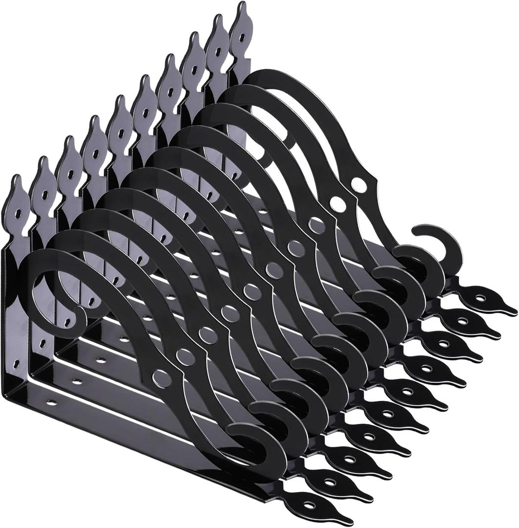 Tivcck 10 Pack Decorative Shelf Brackets,7.4Inch Wall Mounted L Shape Shelf Bracket, Heavy Duty Shelf Brackets for Shelves, Metal Corner Brace Right Angle Bracket Shelf Support with Screws, Black